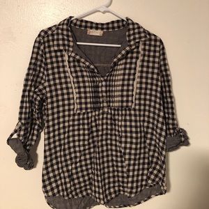 3/4 sleeve plaid blouse